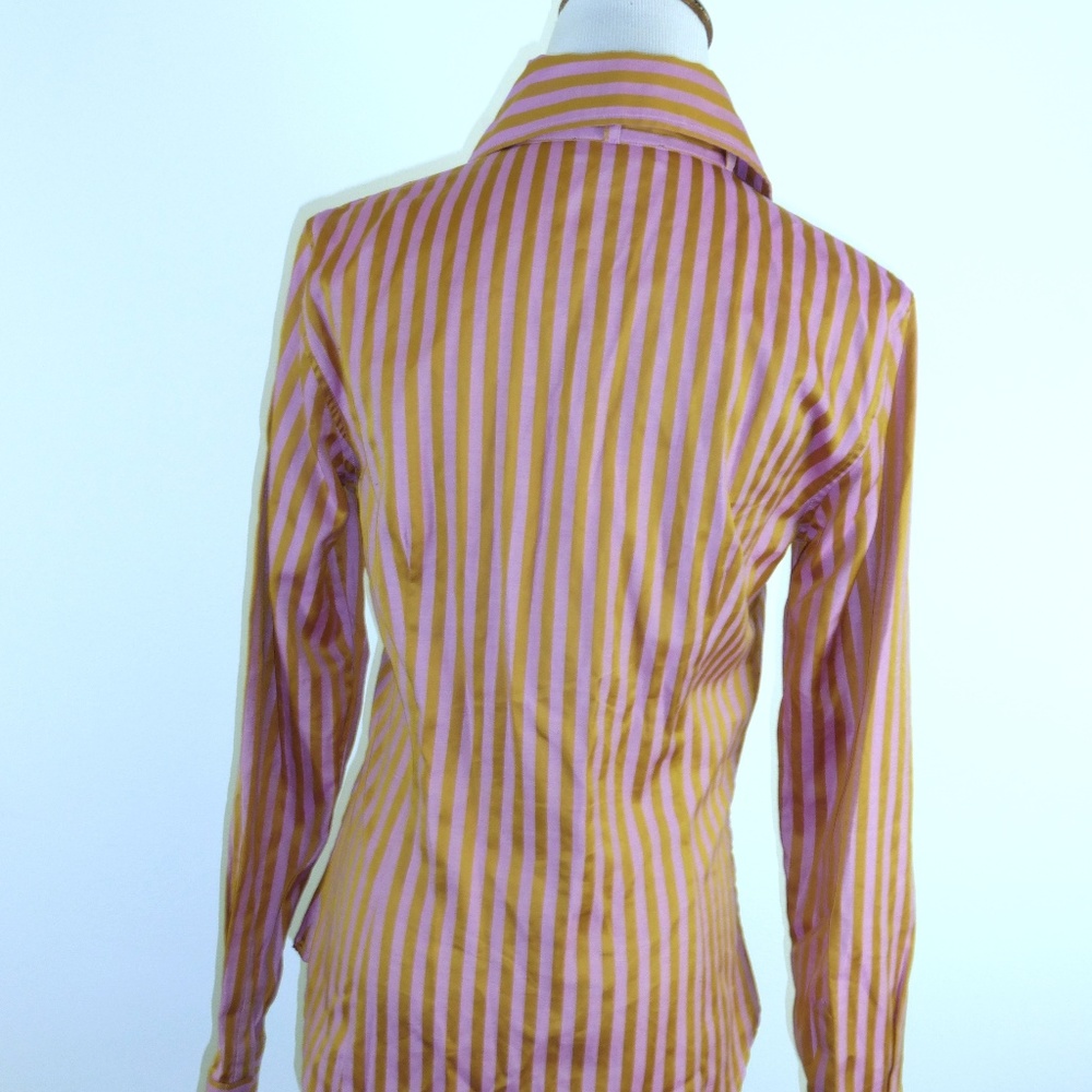 ETRO MILANO ITALY GOLD PINK STRIPE Shirt i42 M - Picture 4 of 6